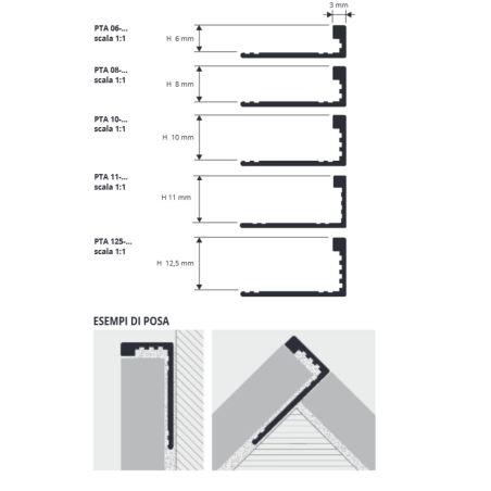 Profilo per rivestimenti 270 cm Proterminal Stone Antragray Progress Profiles -3