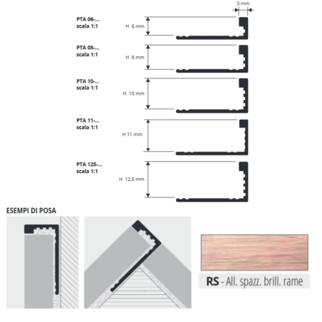 Profilo per rivestimenti 270 cm Proterminal Rame Progress Profiles -2