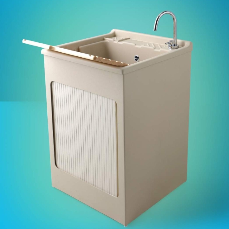 Mobile lavatoio 45x50x87h cm con vasca Lavacril Colavene avorio -2