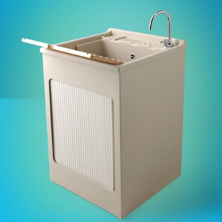 Mobile lavatoio 45x50x87h cm con vasca Lavacril Colavene avorio -2