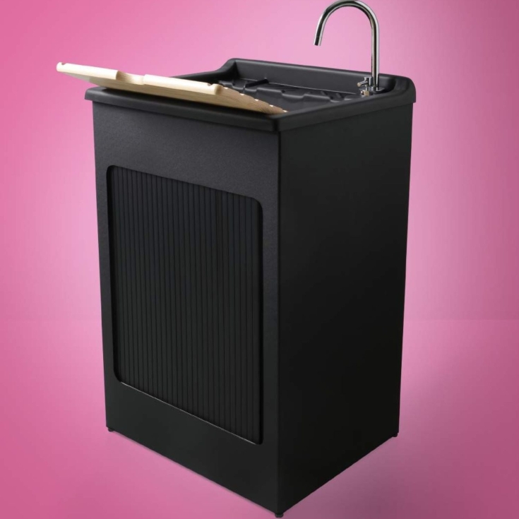 Mobile lavatoio 45x50x87h cm con vasca Lavacril Colavene nero -2