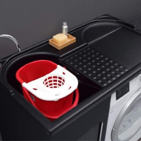 Lavatoio con coprilavatrice 106x60x89h cm con vasca a SX Lavacril Colavene nero -2