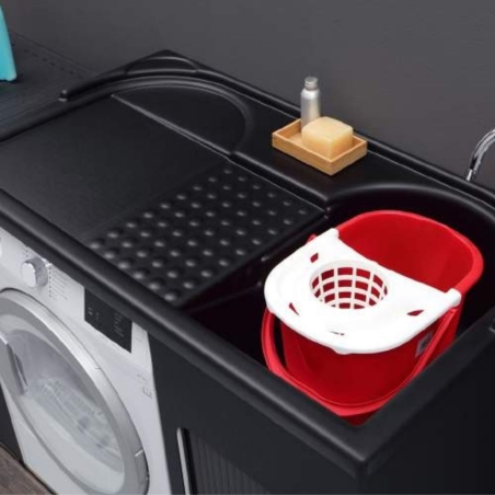 Lavatoio con coprilavatrice 106x60x89h cm con vasca a DX Lavacril Colavene nero -2