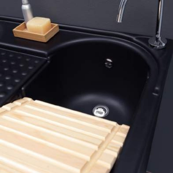 Lavatoio con coprilavatrice 106x60x89h cm con vasca a DX Lavacril Colavene nero -3