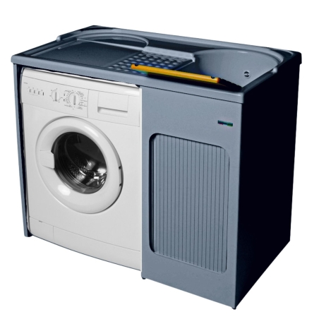 Lavatoio con coprilavatrice 106x60x89h cm con vasca a DX Lavacril Colavene grigio -1