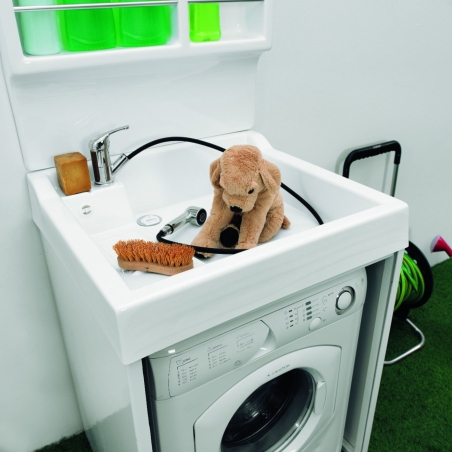 Lavatoio con coprilavatrice 73x67x109h cm con vasca Lavacril ON Colavene avorio -4