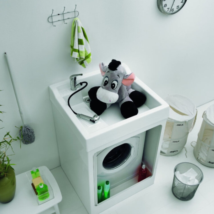 Lavatoio con coprilavatrice 73x67x109h cm con vasca Lavacril ON Colavene nero -3