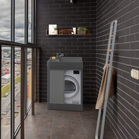 Lavatoio con coprilavatrice 73x67x109h cm con vasca Lavacril ON Colavene grigio -2