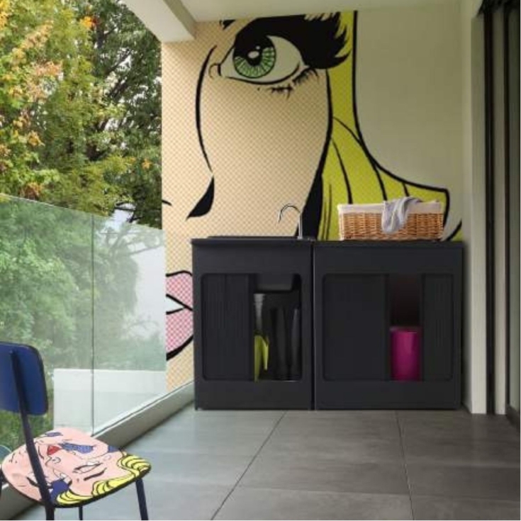 Mobile contenitore 60x50x84h cm con serranda nero Lavacril Box Colavene -2