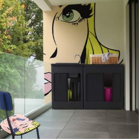 Mobile contenitore 60x50x84h cm con serranda nero Lavacril Box Colavene -2