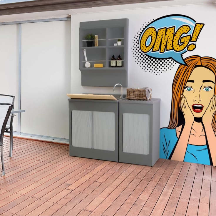 Mobile lavatoio 75x50x87h cm con vasca Lavacril Colavene grigio -4