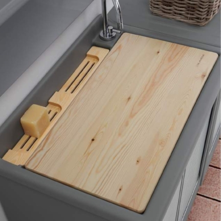 Mobile lavatoio 75x50x87h cm con vasca Lavacril Colavene bianco -7