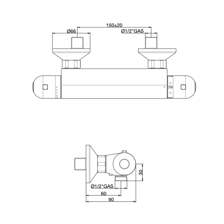Miscelatore termostatico doccia 12100 Gaboli Luigi -2