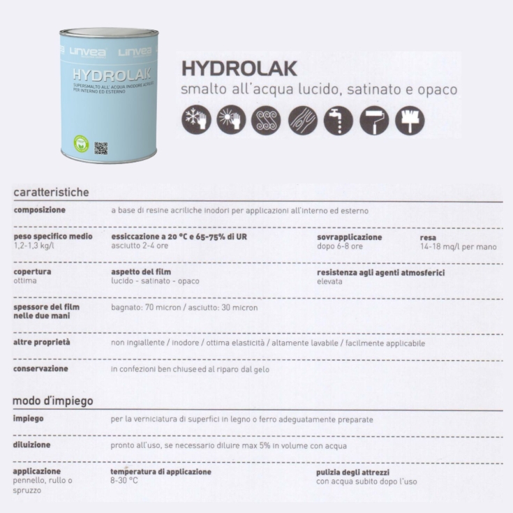 Smalto lucido all'acqua bianco Hydrolak Linvea -2