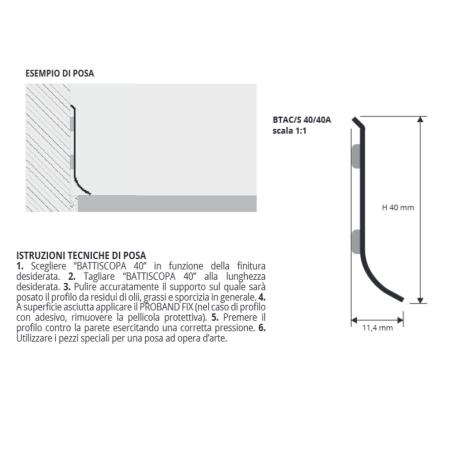 Battiscopa acciaio inox lucido 200 cm Progress Profiles BTAC -2
