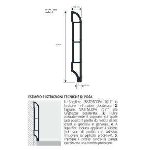 Battiscopa Zebrano Chiaro 250 cm H 70 mm Progress Profiles 7011 BTEPR