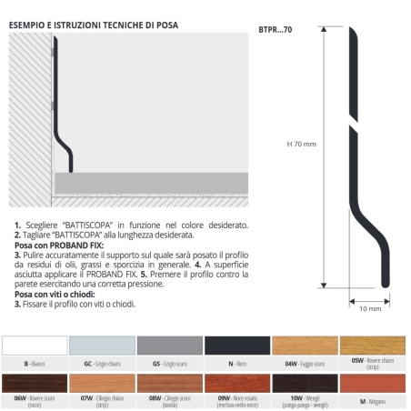 Battiscopa Nero 200 cm H 70 mm Progress Profiles 70 BTPR -2