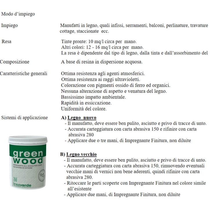 Vernice per legno protettiva Green Wood Linvea -2