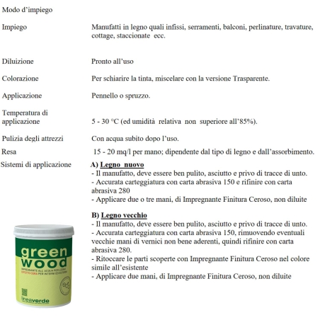 Vernice per legno impregnante finitura ceroso Green Wood Linvea -2