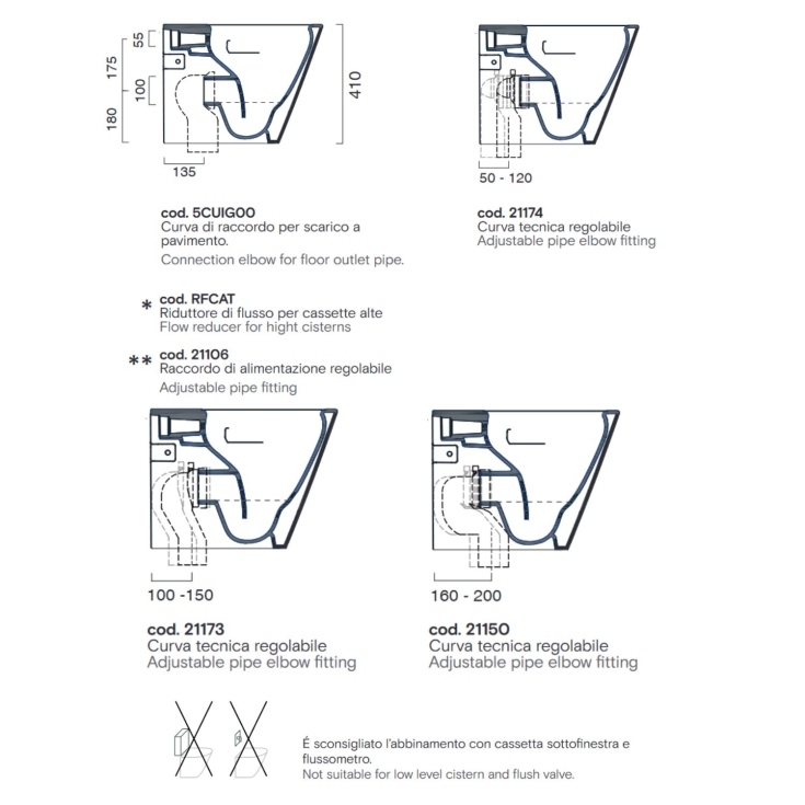 Wc a pavimento 55x35 Zero traslato Catalano -5