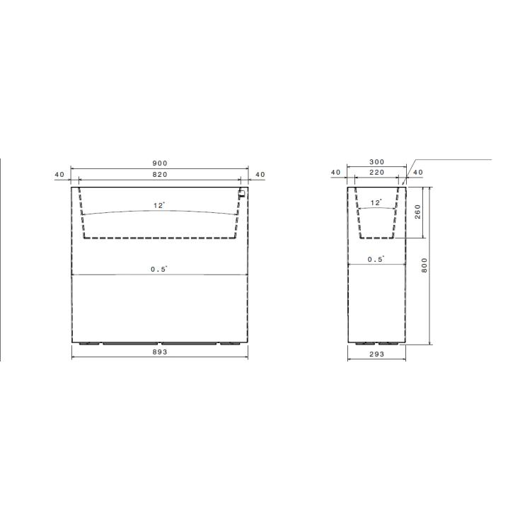 Vaso rettangolare 90x30x80h Flowerpot Top Monacis -13