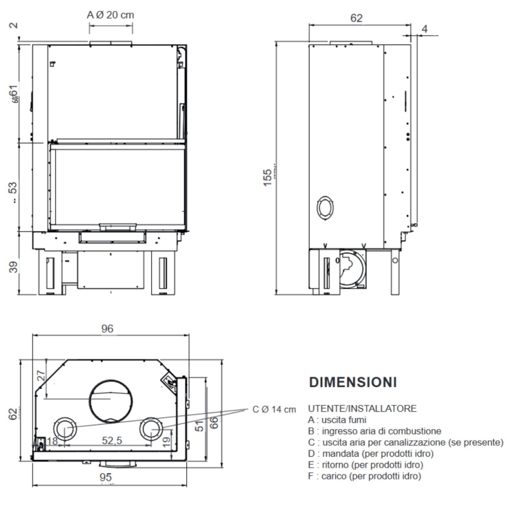Camino a legna angolare Firek S SX Edilkamin V/F -2