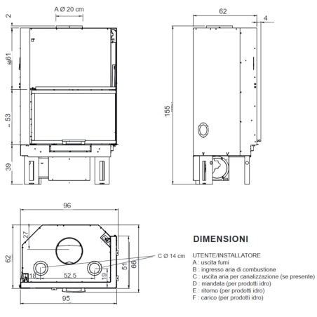 Camino a legna angolare Firek S SX Edilkamin V/F -2