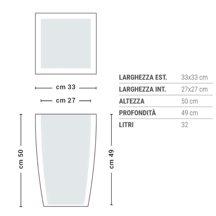 Vaso in polietilene alto 50 cm Prisma Square Monacis -12