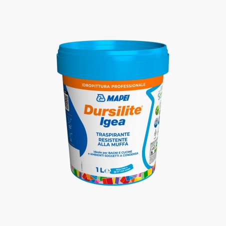 Pittura traspirante per bagni e cucine colorata Dursilite Igea Mapei -1