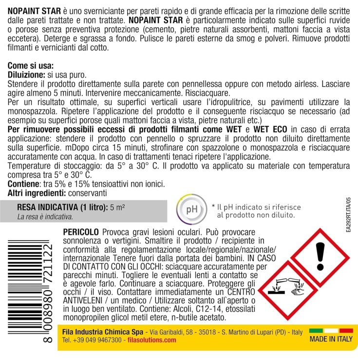 Detergente per pareti gel 1 lt Nopaint Star Fila -4