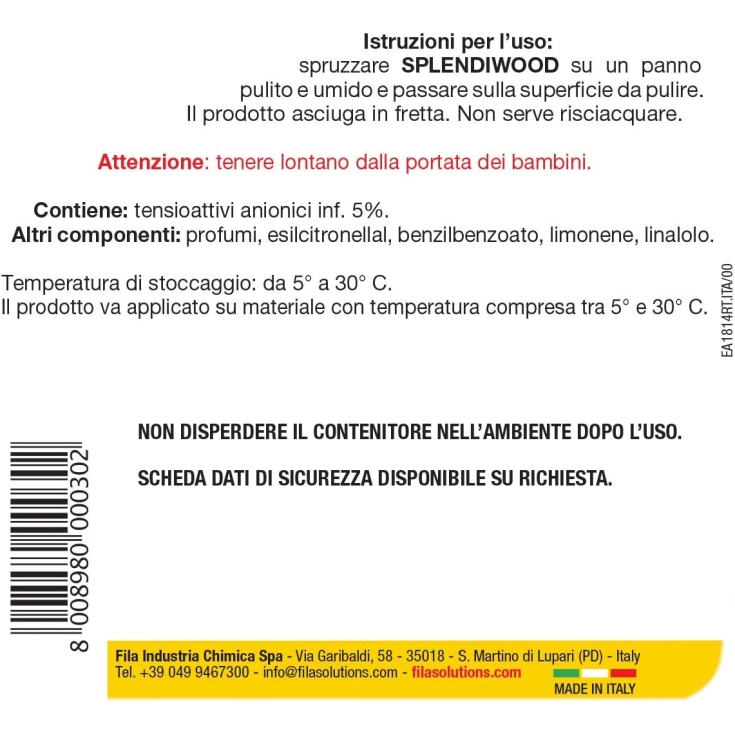 Detergente spray per legno 750 ml SplendiWood Fila -3