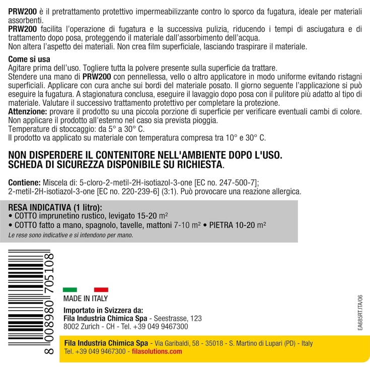 Protettivo idrorepellente prefugatura PRW200 Fila -3
