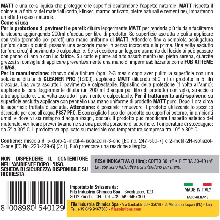 Matt Fila Cera protettiva a effetto naturale 1Lt -3