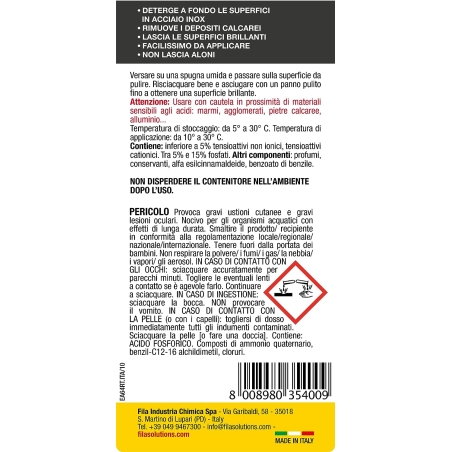 Detergente per acciaio 500 ml Formula Inox Fila -3