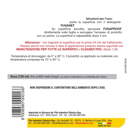 Detergente spray ecologico fughe Fugaproof Fila 750 ml -3