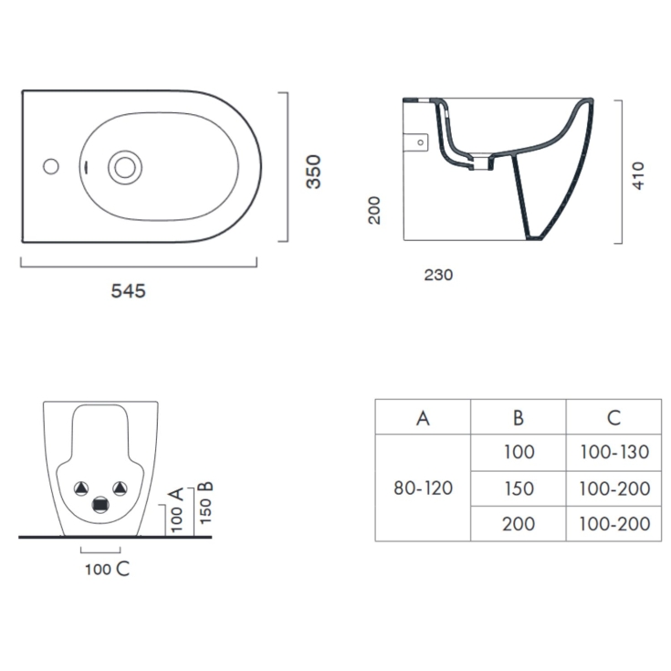 Bidet filo parete 54x35cm Sfera Catalano -2