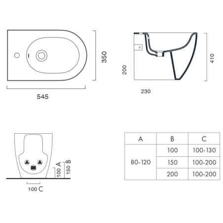 Bidet filo parete 54x35cm Sfera Catalano -2