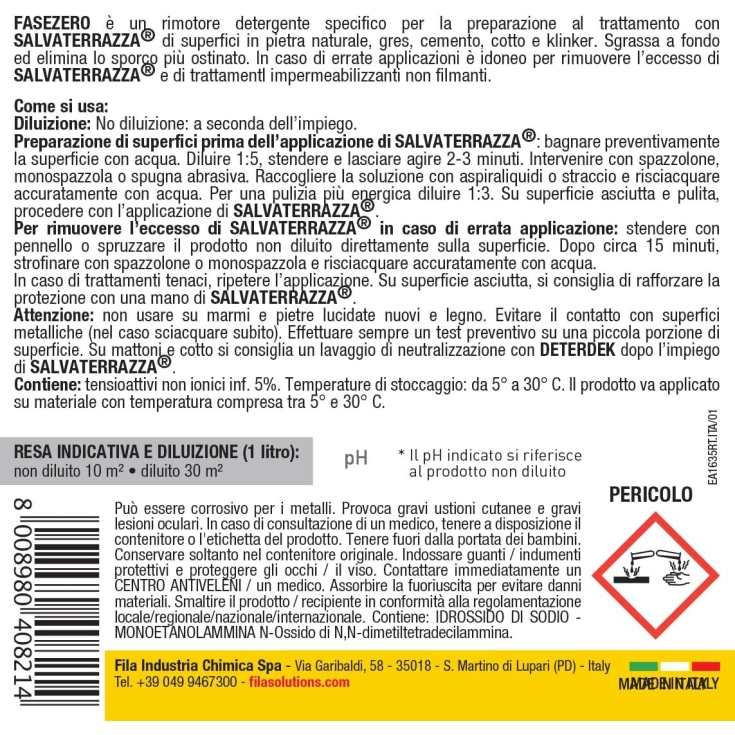 Fasezero Fila 1 Lt - sgrassa e rimuove lo sporco ostinatoFILA