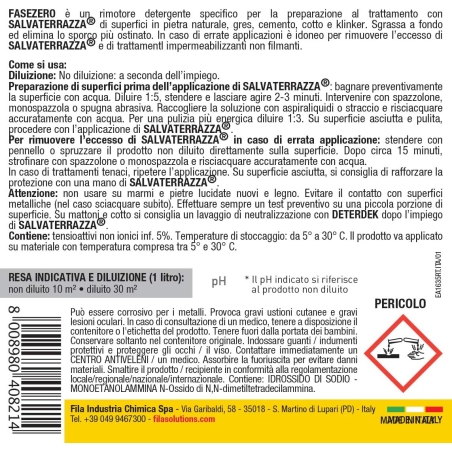 Fasezero Fila 1 Lt - sgrassa e rimuove lo sporco ostinatoFILA