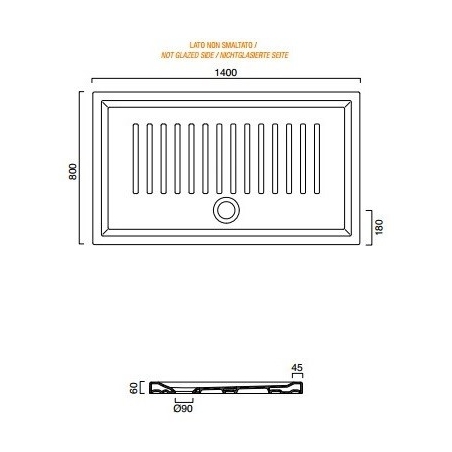 Piatto doccia 140x80x6 cm Catalano Verso 180140H600CATALANO