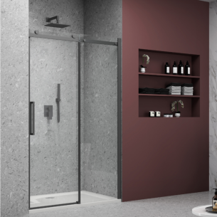 Box doccia nero per nicchia due ante cristallo 8 mm BMA901BK IBISCO -1