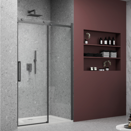 Box doccia nero per nicchia due ante cristallo 8 mm BMA901BK IBISCO -1