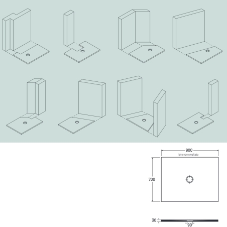 Piatto doccia 90x70 cm bianco opaco porcellana Garda Aquana -3