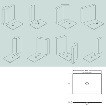 Piatto doccia 100x70 cm bianco opaco porcellana Garda Aquana -3