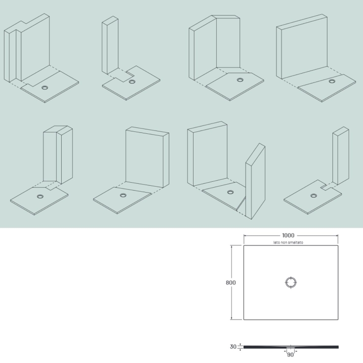 Piatto doccia 100x80 cm bianco opaco porcellana Garda Aquana -3