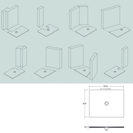 Piatto doccia 100x80 cm bianco opaco porcellana Garda Aquana -3