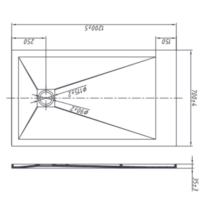 Piatto doccia 120x70 cm bianco Como Aquana -3