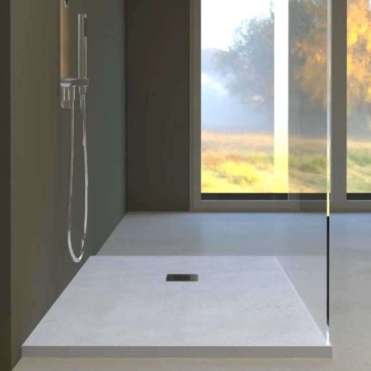 Piatto doccia 140x90 cm bianco opaco mineral marmo resina Idro Aquana -5