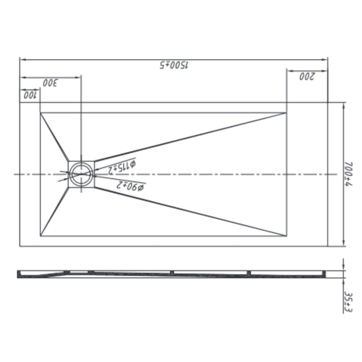 Piatto doccia 150x70 cm bianco Como Aquana -6