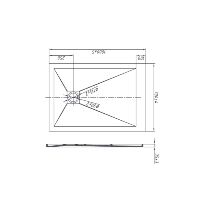 Piatto doccia 100x70 cm antracite Como Aquana -8